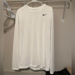 White Nike Dri-fit Long Sleeve Shirt.